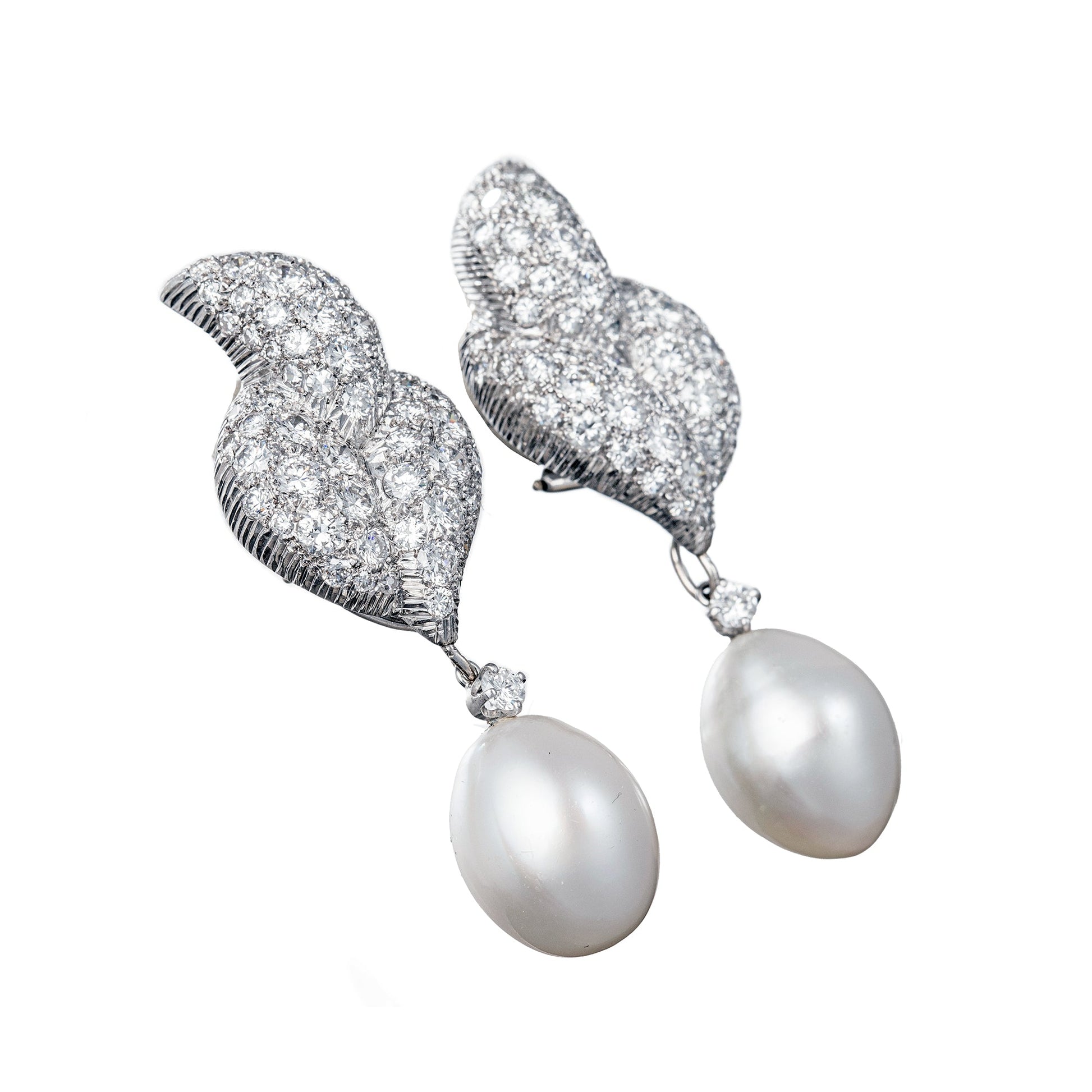 Estate Collection - South Sea Pearl Diamond Drop Earrings