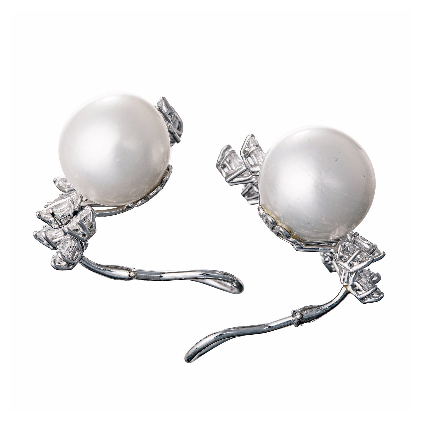 Estate Collection - South Sea Pearl Diamond Platinum Earrings
