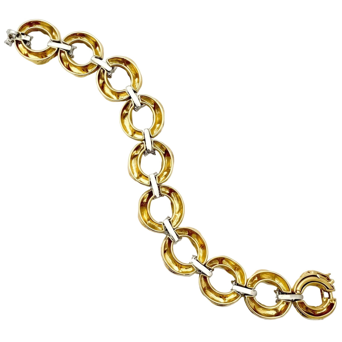 Estate Collection - Vintage 18k Yellow Gold Diamond Circular Link Bracelet