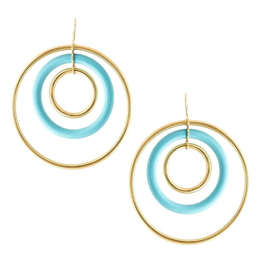 Faraone Mennella - 18k Yellow Gold Turquoise "Orbite Capri" Drop Earrings