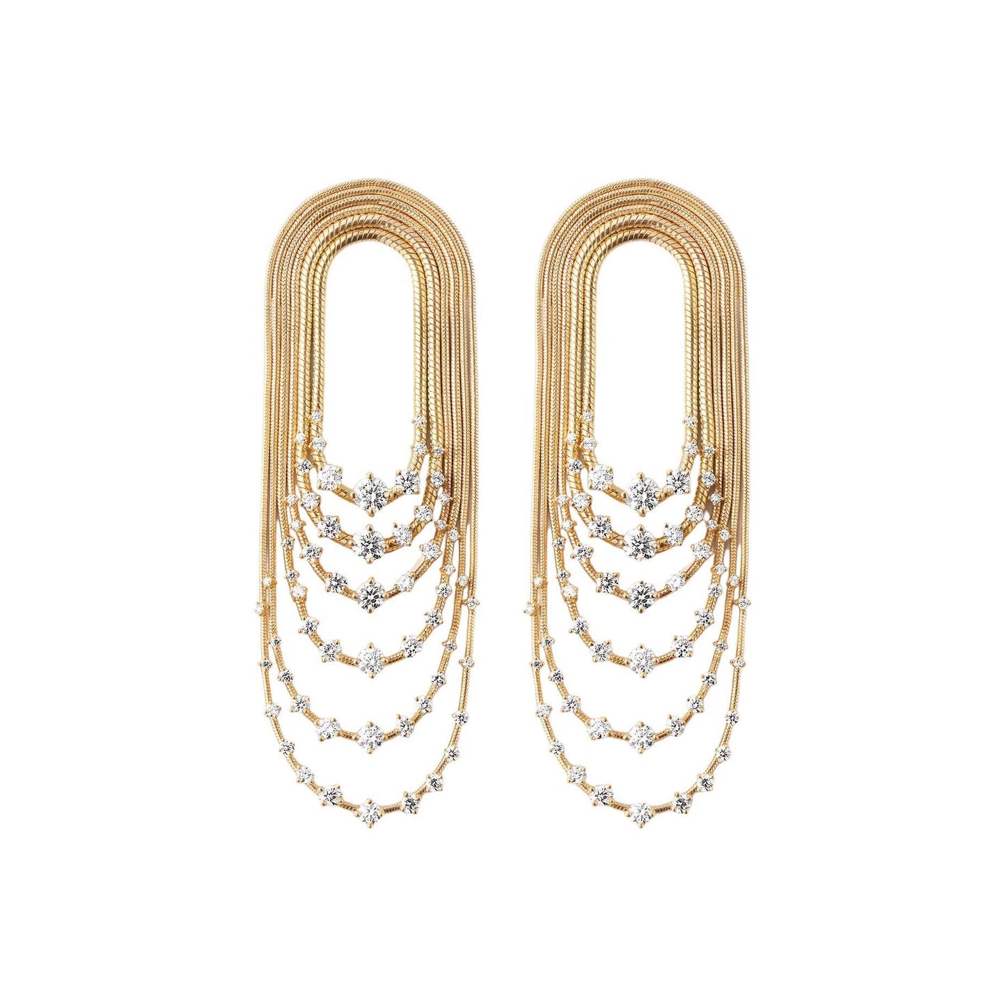 Fernando Jorge - 18k Yellow Gold Diamond Parallel Multi - Chain Earrings