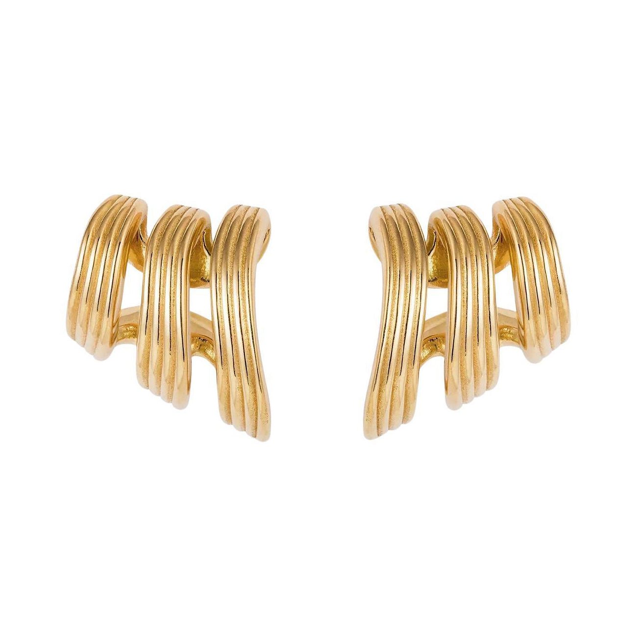Fernando Jorge - 18k Yellow Gold Stream Lines Triple Hoop Earrings