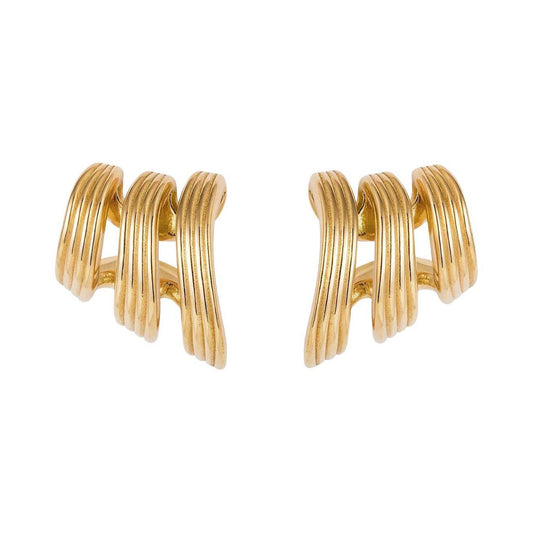 Fernando Jorge - 18k Yellow Gold Stream Lines Triple Hoop Earrings
