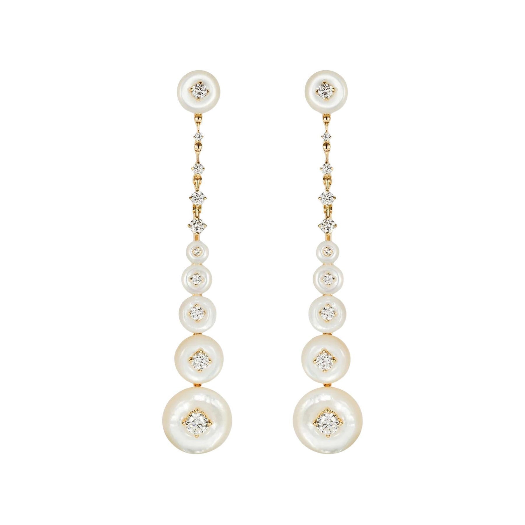 Fernando Jorge - Mother - of - Pearl Diamond Surrounding Long Earrings