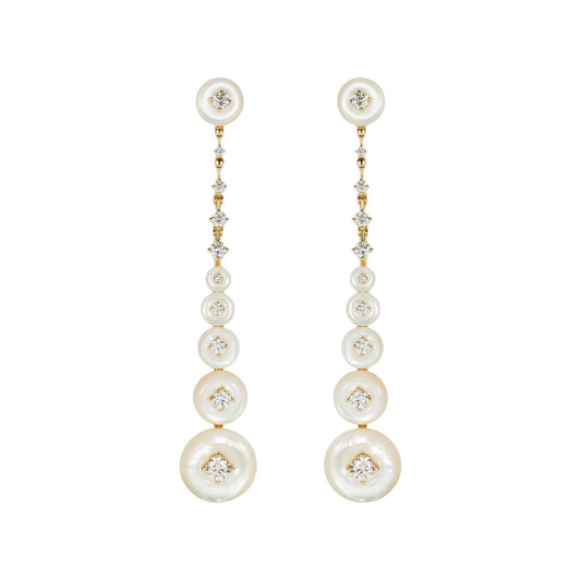 Fernando Jorge - Mother - of - Pearl Diamond Surrounding Long Earrings