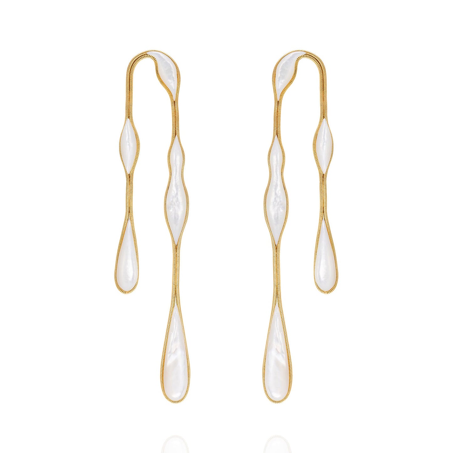 Fernando Jorge - Mother - of - Pearl Fluid Stones Doubled Earrings