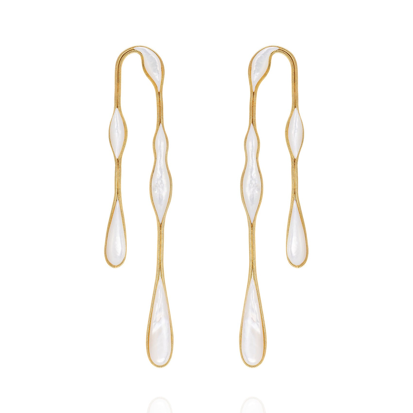 Fernando Jorge - Mother - of - Pearl Fluid Stones Doubled Earrings