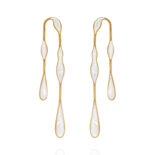 Fernando Jorge - Mother - of - Pearl Fluid Stones Doubled Earrings