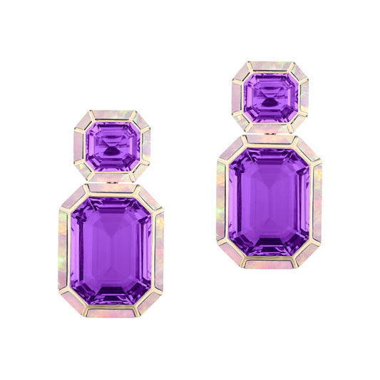 Goshwara - Amethyst Pink Opal Drop Earrings