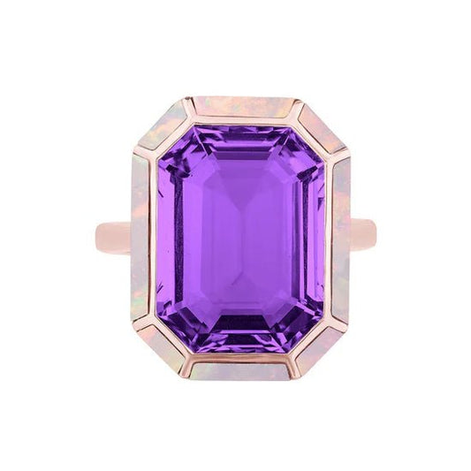 Goshwara - Amethyst Pink Opal Inlay Ring