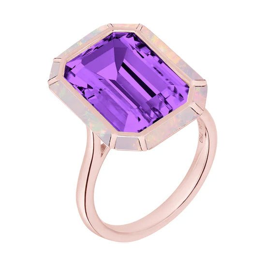 Goshwara - Amethyst Pink Opal Inlay Ring