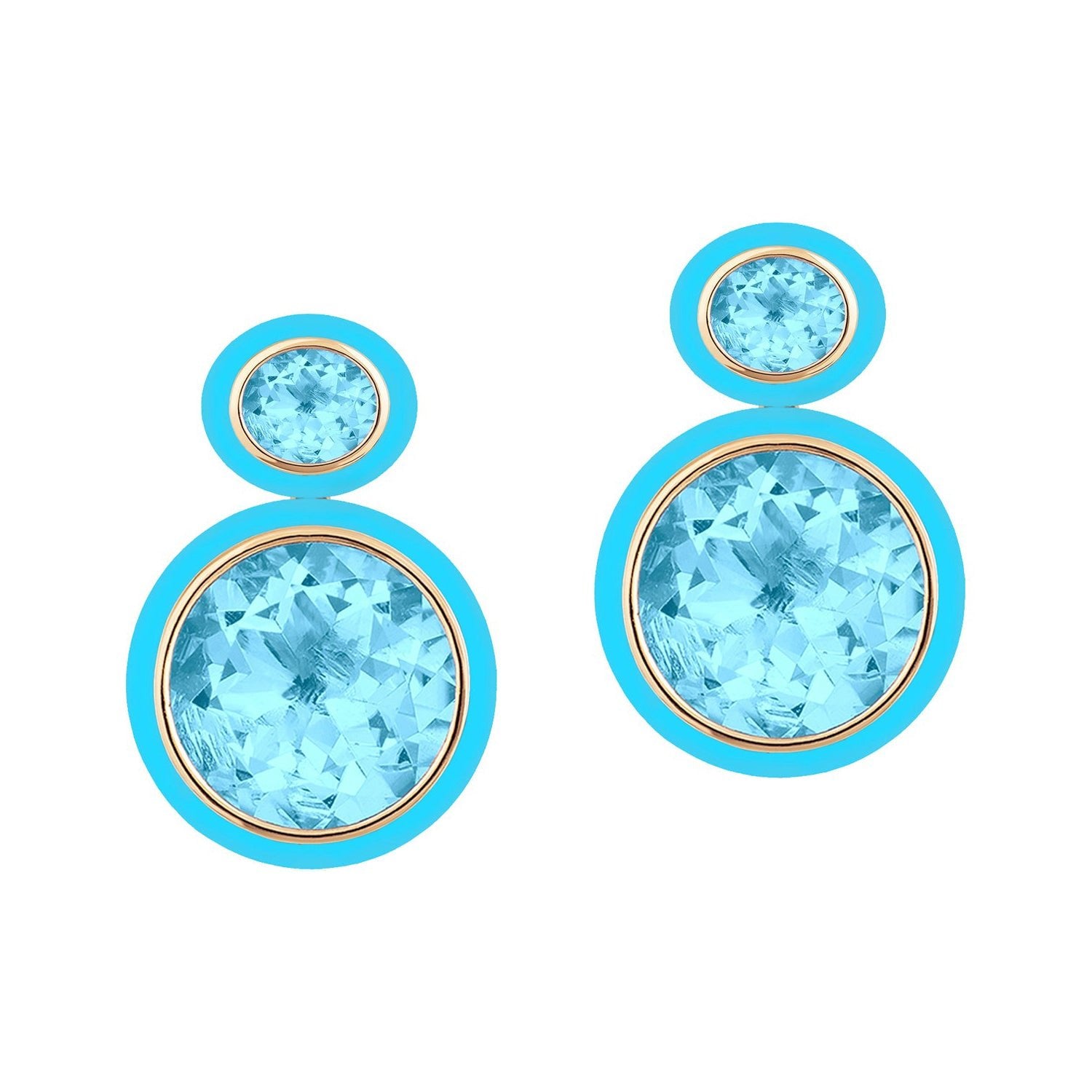 Goshwara - Blue Topaz Turquoise Melange Double - Drop Earrings