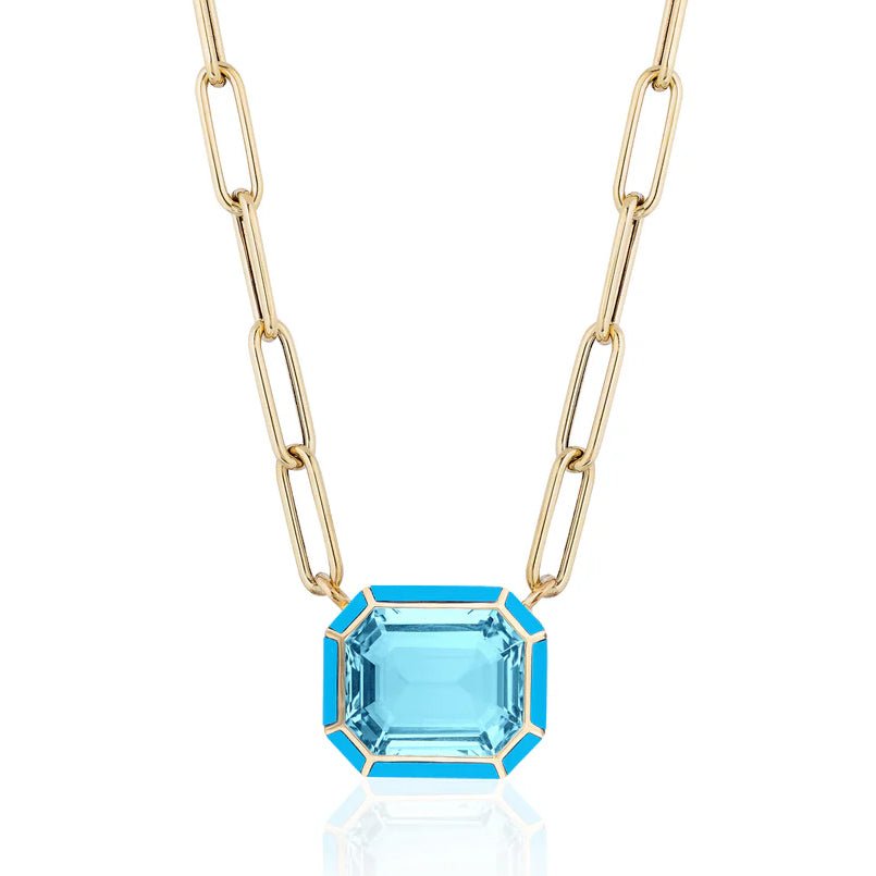 Goshwara - Blue Topaz Turquoise Melange Pendant Necklace