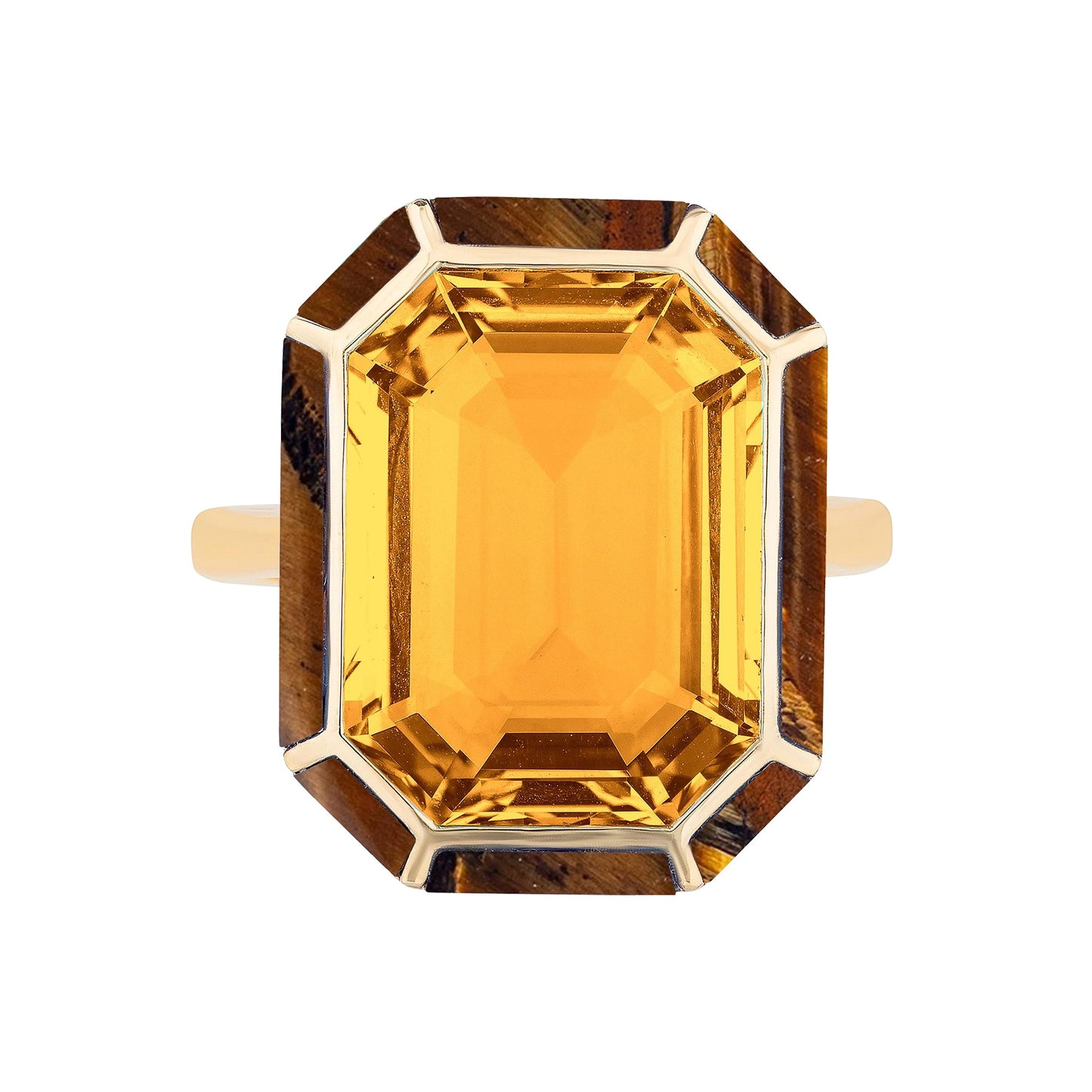 Goshwara - Citrine Tiger Eye Inlay Melange Ring