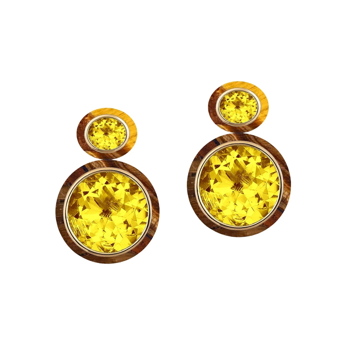 Goshwara - Citrine Tiger Eye Melange Double Drop Earring