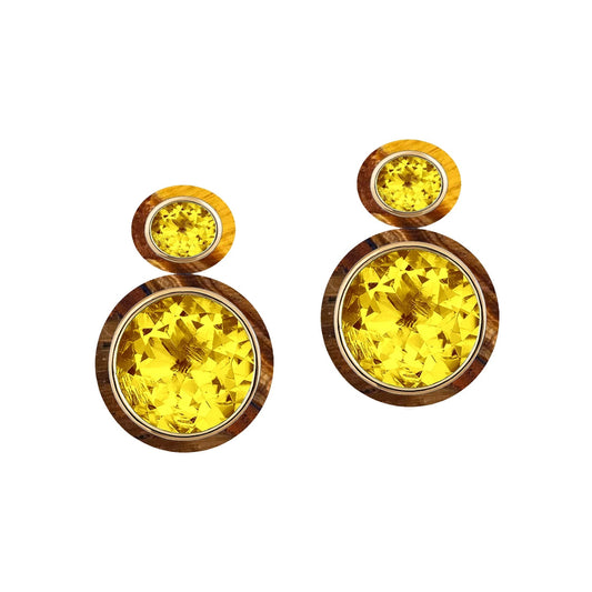 Goshwara - Citrine Tiger Eye Melange Double Drop Earring