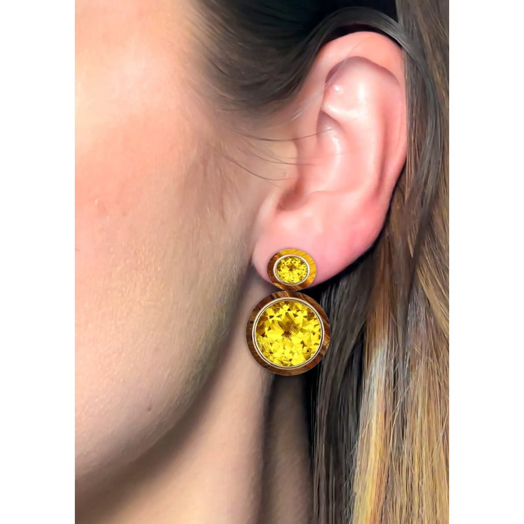 Goshwara - Citrine Tiger Eye Melange Double Drop Earring