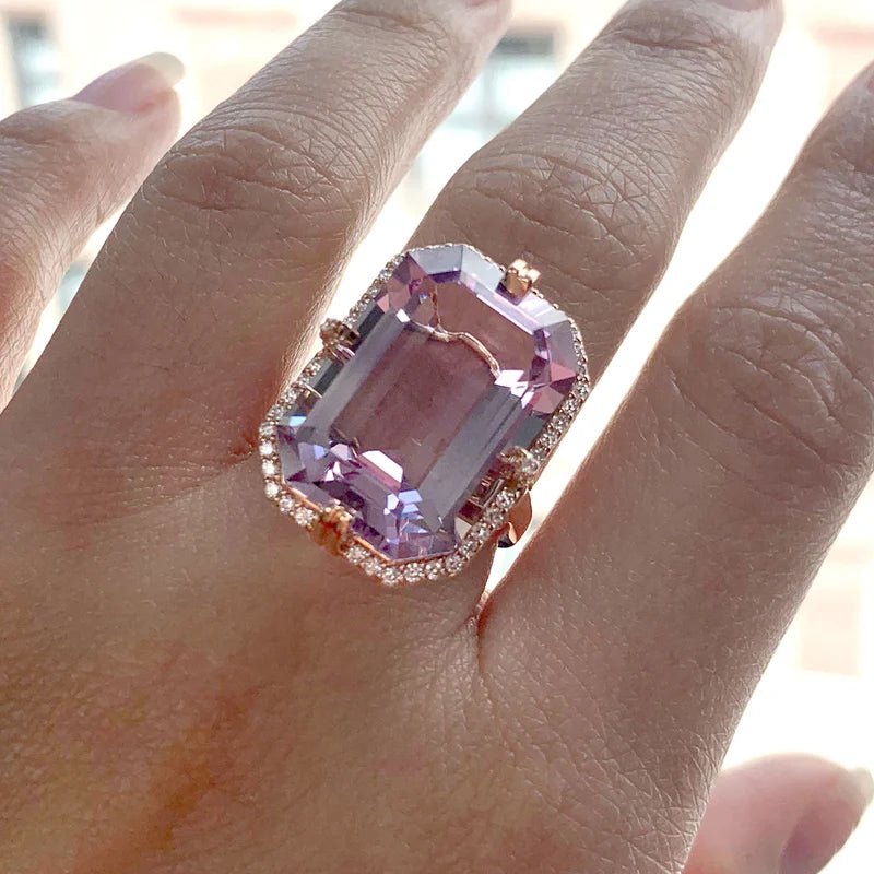 Goshwara - Emerald - Cut Lavender Amethyst Diamond Ring