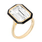 Goshwara - Emerald - Cut Rock Crystal Black Enamel Ring