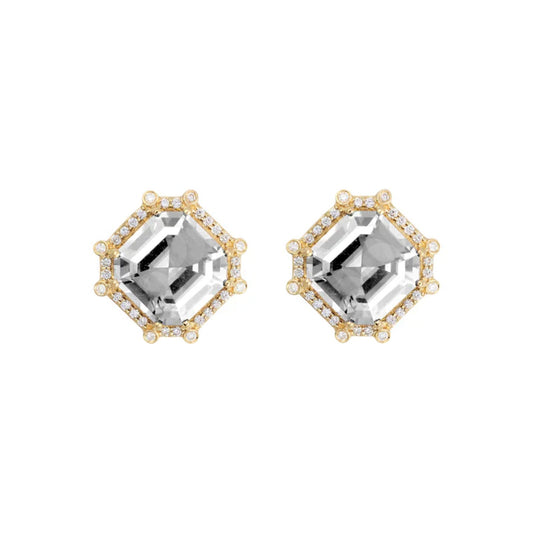 Goshwara - Rock Crystal Diamond Asscher - Cut Stud Earrings