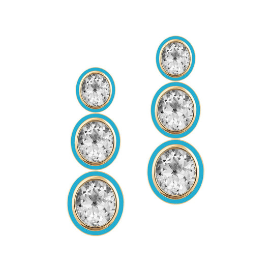 Goshwara - Rock Crystal Turquoise Melange Oval Drop Earrings
