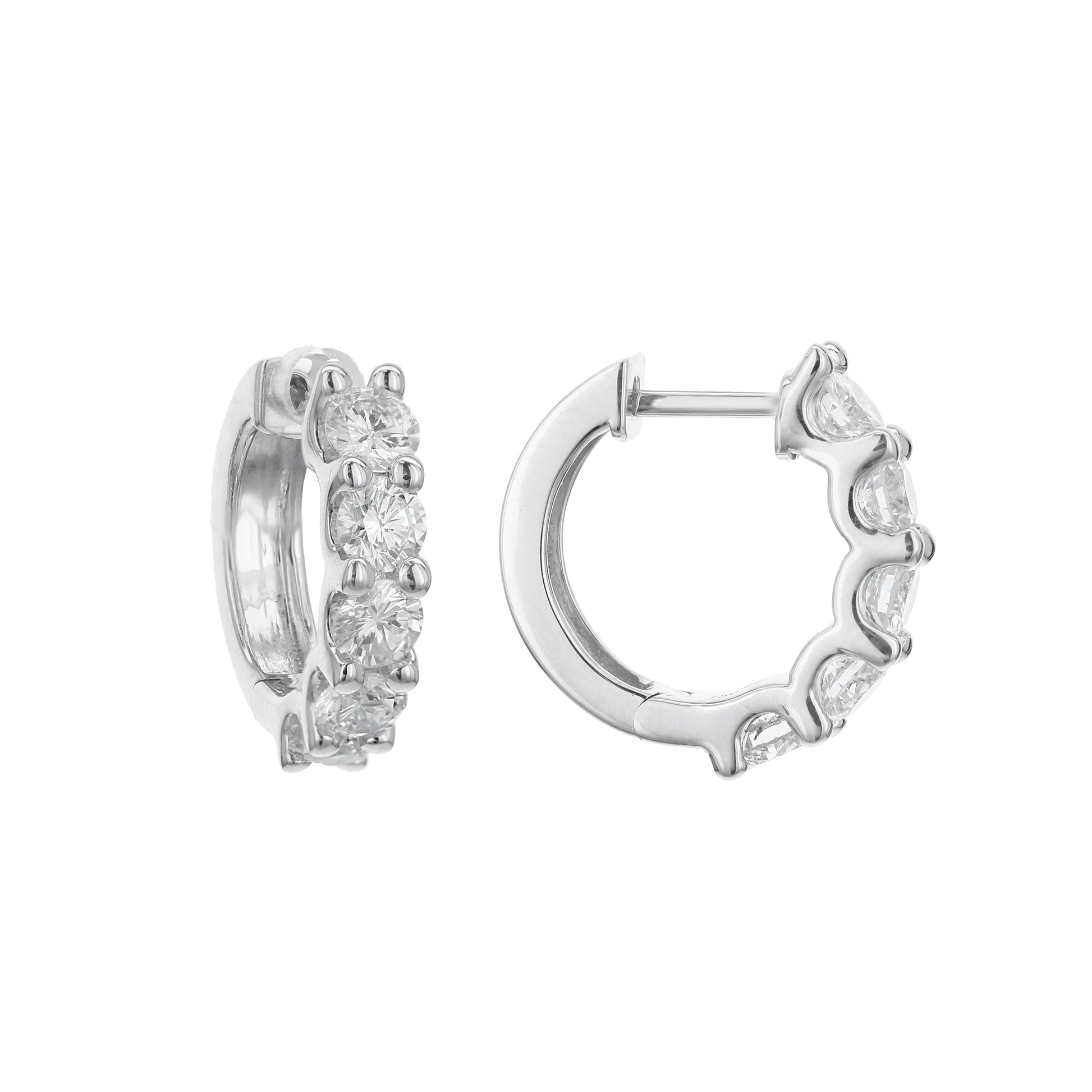Greenleaf & Crosby - 18k White Gold Diamond Huggie Hoop Earrings (2tcw)