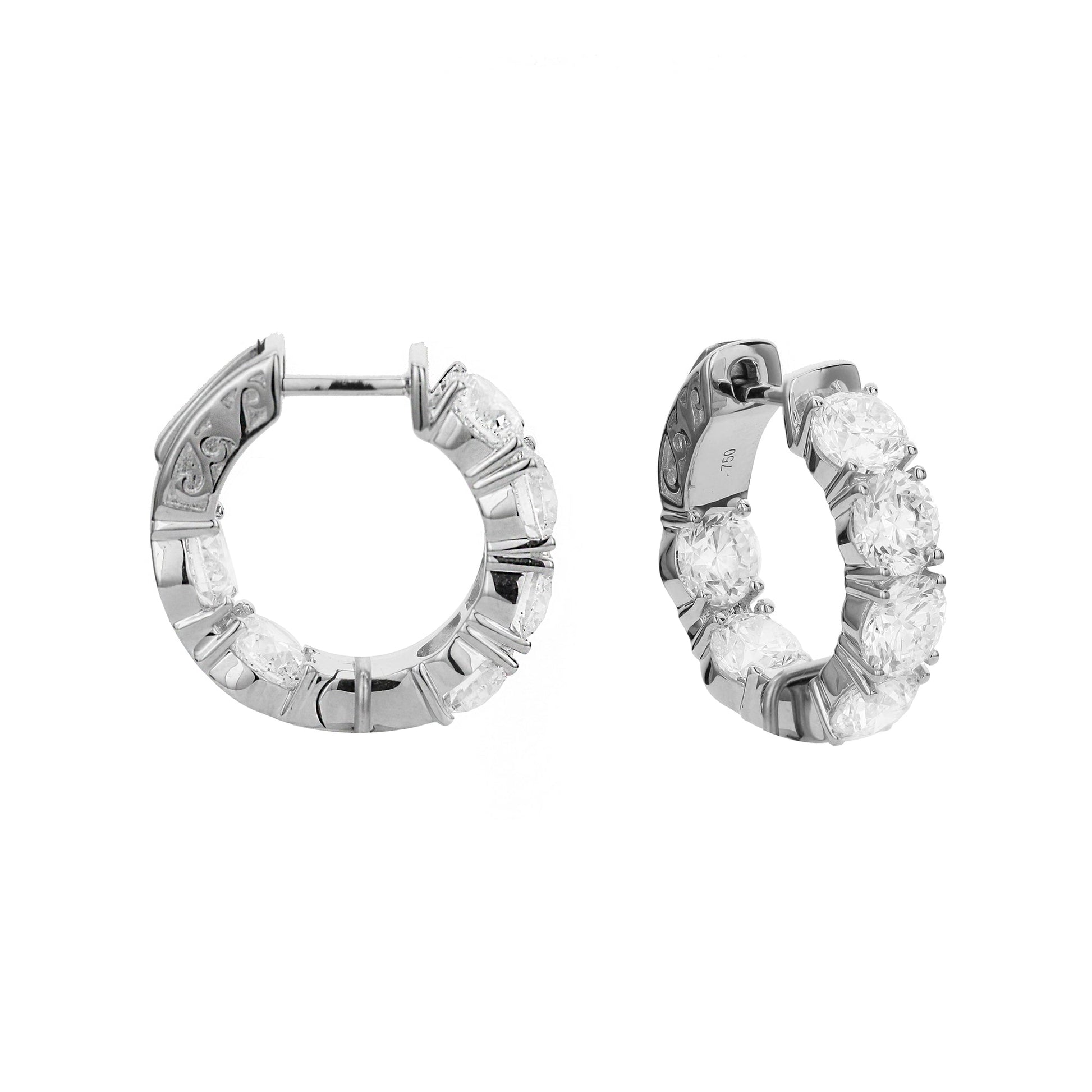 Greenleaf & Crosby - 18k White Gold Diamond Huggie Hoop Earrings (6tcw)