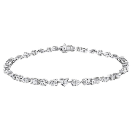 Greenleaf & Crosby - 18k White Gold Mixed - Cut Diamond Line Bracelet