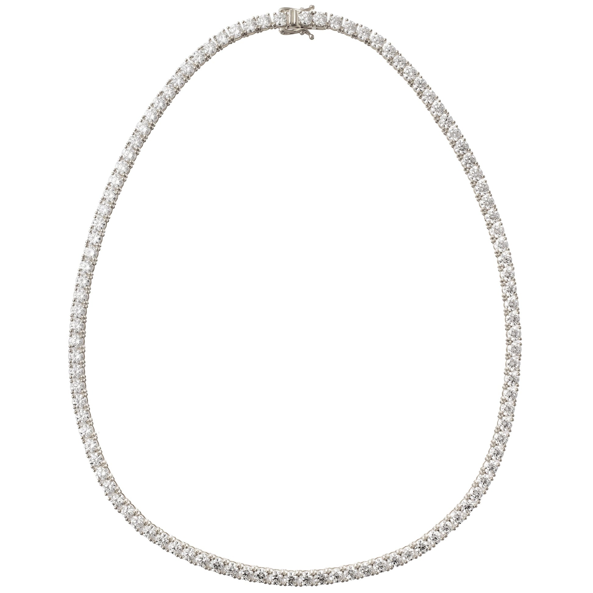 Greenleaf & Crosby - 18k White Gold Round Brilliant Diamond Line Necklace (17tcw)