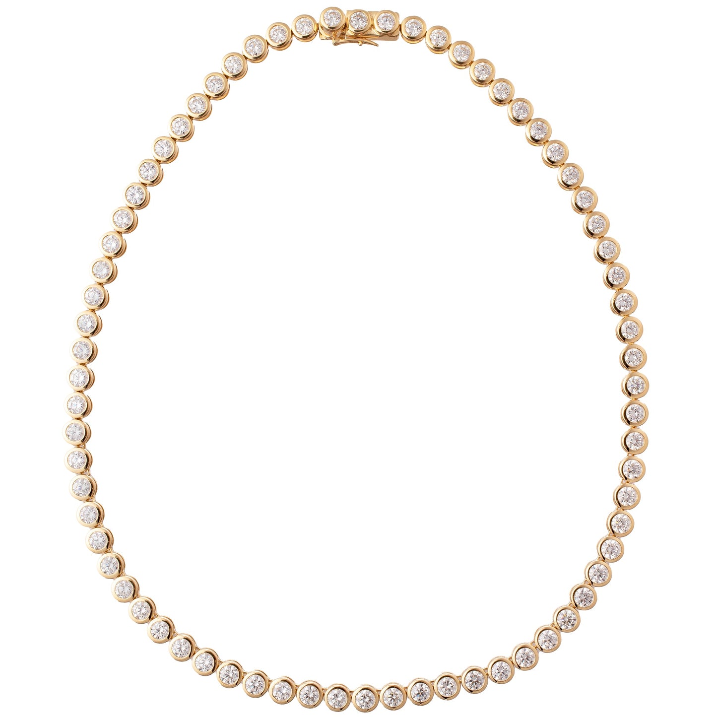 Greenleaf & Crosby - 18k Yellow Gold Bezel - Set Diamond Line Necklace (17.5tcw)