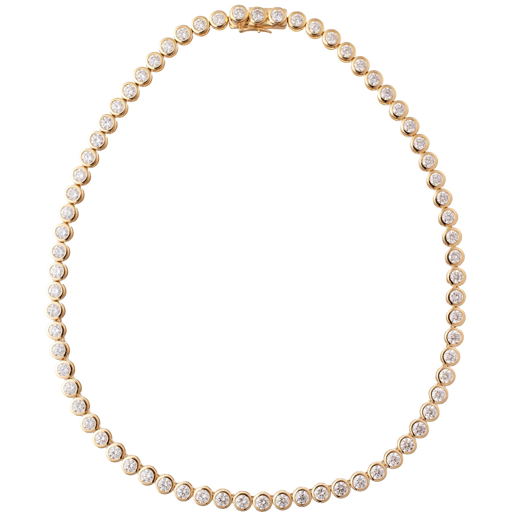 Greenleaf & Crosby - 18k Yellow Gold Bezel - Set Diamond Line Necklace (17.5tcw)