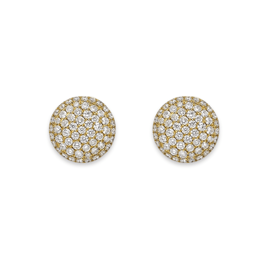 Greenleaf & Crosby - 18k Yellow Gold Diamond Domed Stud Earrings