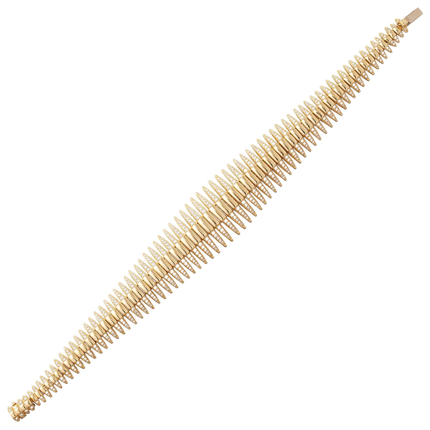 Greenleaf & Crosby - 18k Yellow Gold Diamond Fishbone Bracelet