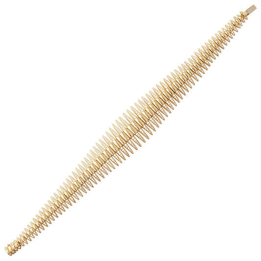 Greenleaf & Crosby - 18k Yellow Gold Diamond Fishbone Bracelet