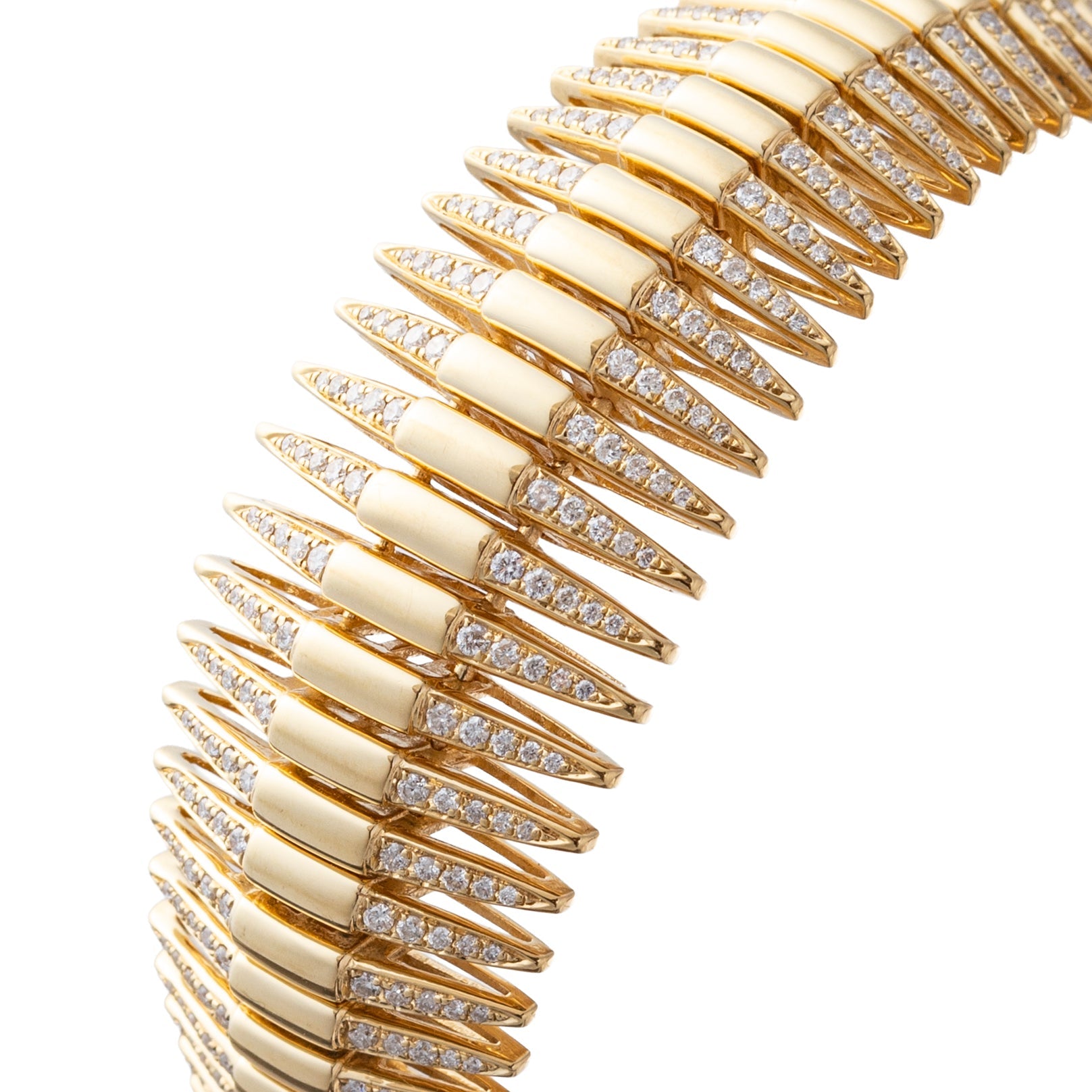 Greenleaf & Crosby - 18k Yellow Gold Diamond Fishbone Bracelet