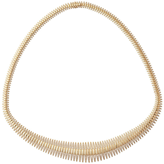 Greenleaf & Crosby - 18k Yellow Gold Diamond Fishbone Necklace