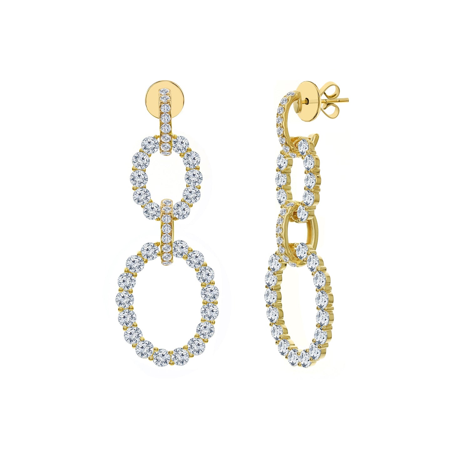 Greenleaf & Crosby - 18k Yellow Gold Double Oval Drop Earrings