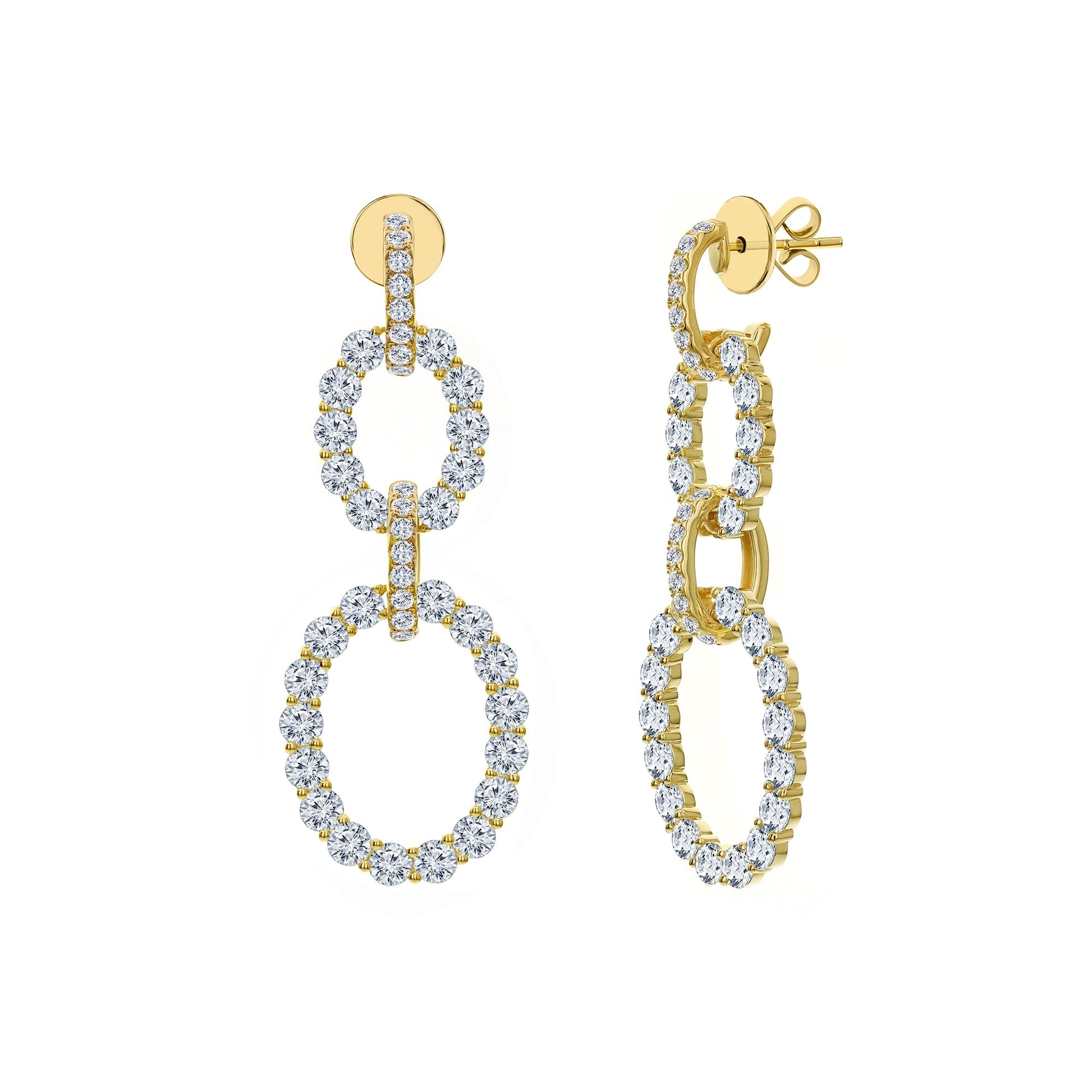 Greenleaf & Crosby - 18k Yellow Gold Double Oval Drop Earrings