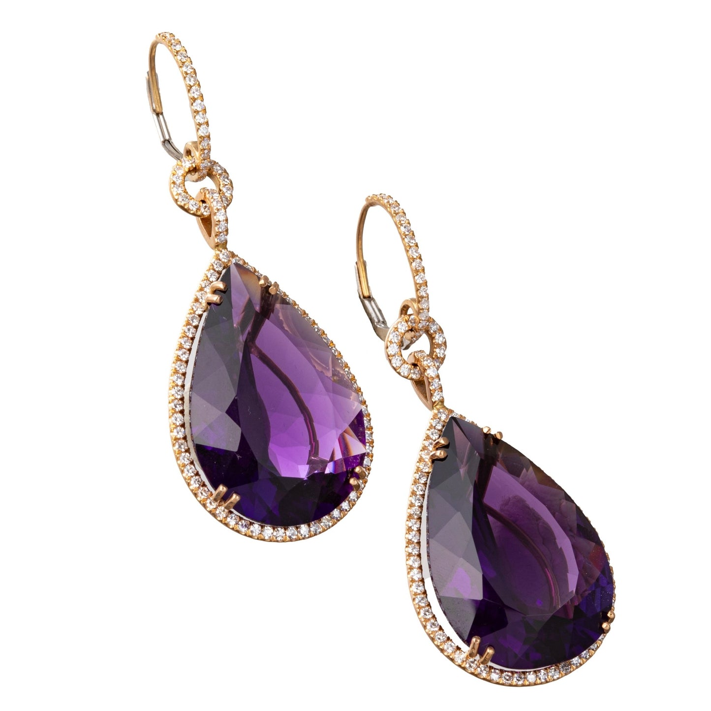 Greenleaf & Crosby - Amethyst DIamond Drop Earrings