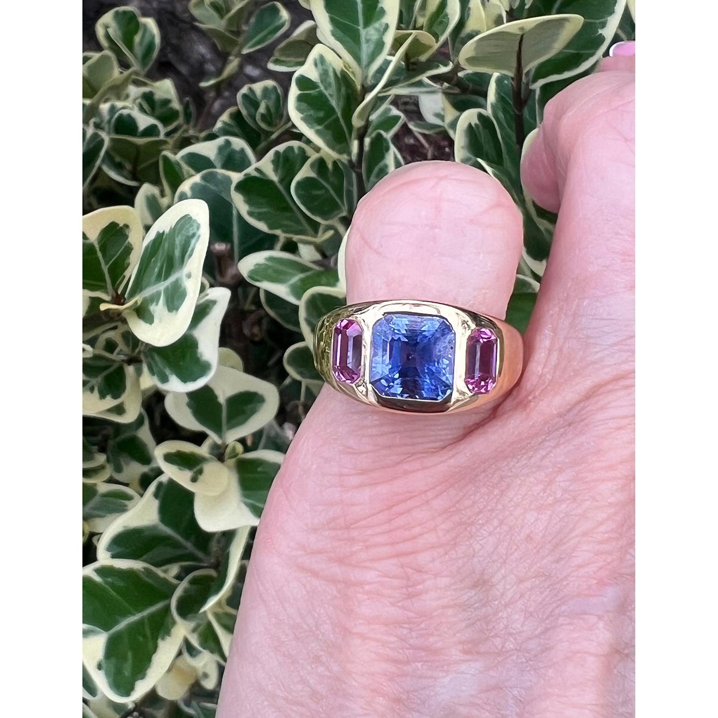 Greenleaf & Crosby - Bluish - Violet & Pink Sapphire Gypsy Ring