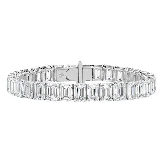 Greenleaf & Crosby - Emerald - Cut Diamond Line Bracelet (21.19ct)