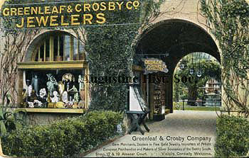 Early postcard of the Greenleaf & Crosby Co. Jewelers shop at Alcazar Court, St. Augustine, Florida