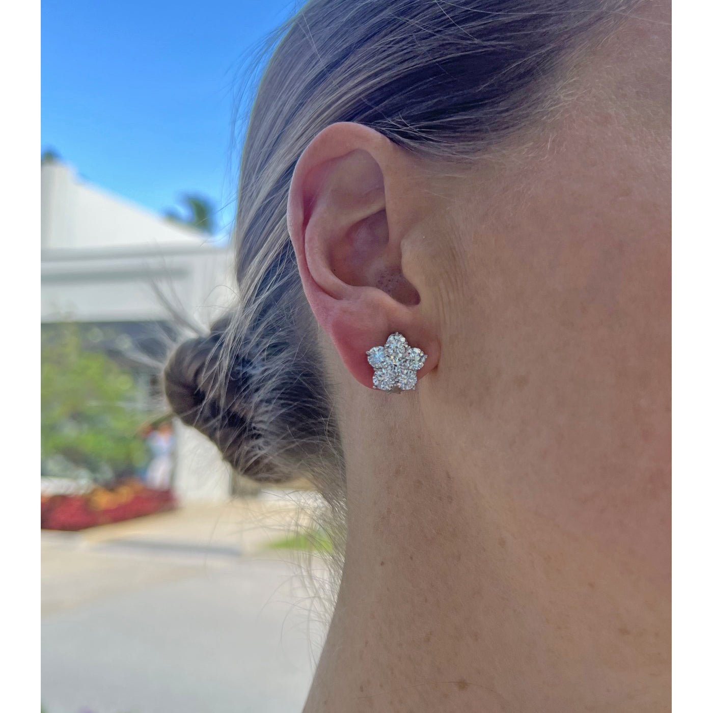 Greenleaf & Crosby - Large Diamond Flower Cluster Earrings (4.85ct)