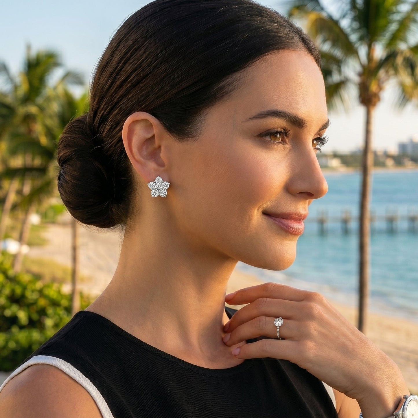 Greenleaf & Crosby - Large Diamond Flower Cluster Earrings (4.86ct)