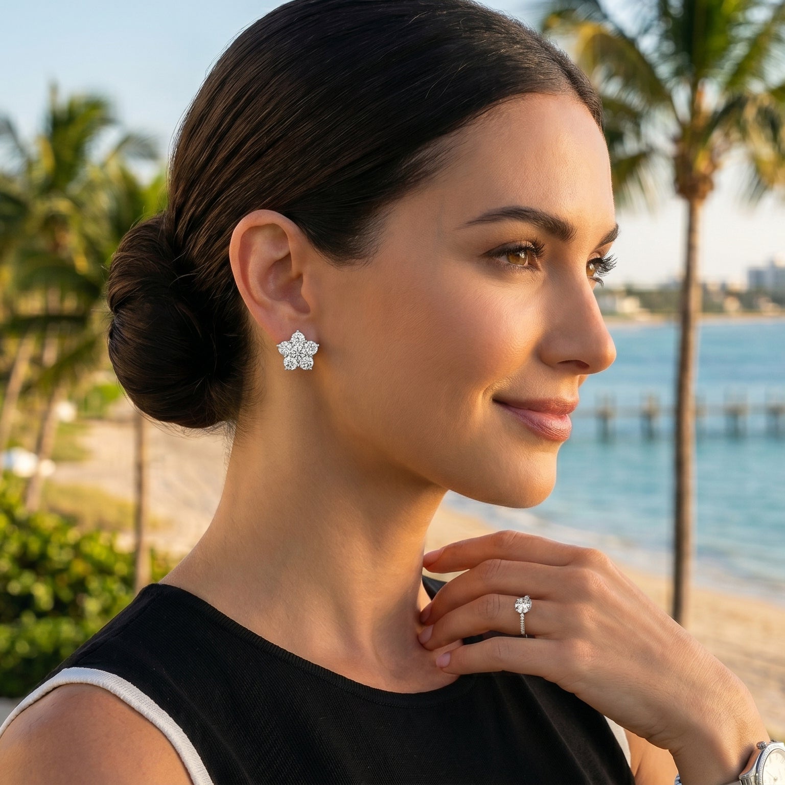 Greenleaf & Crosby - Large Diamond Flower Cluster Earrings (4.86ct)
