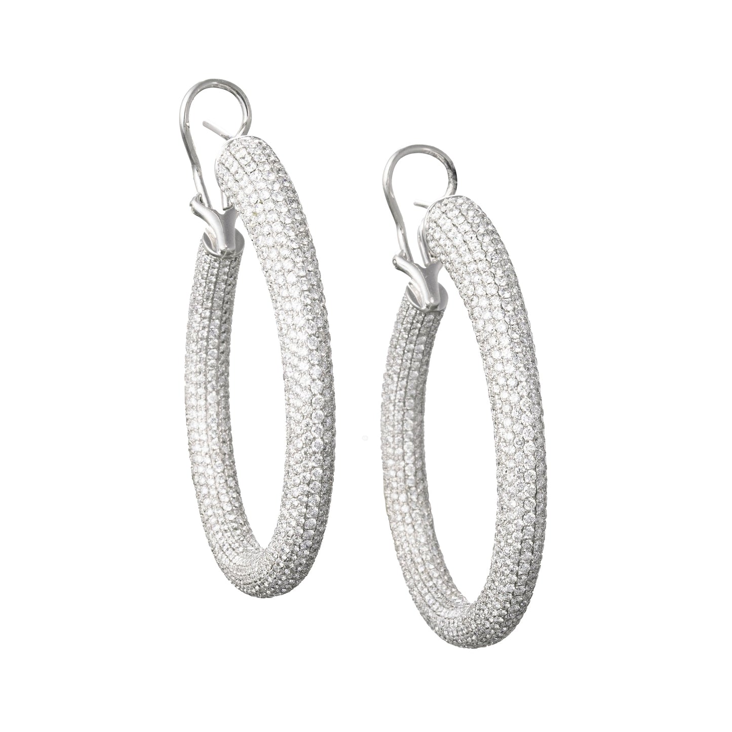Greenleaf & Crosby - Large Pavé Diamond Oval Hoop Earrings (17tcw)