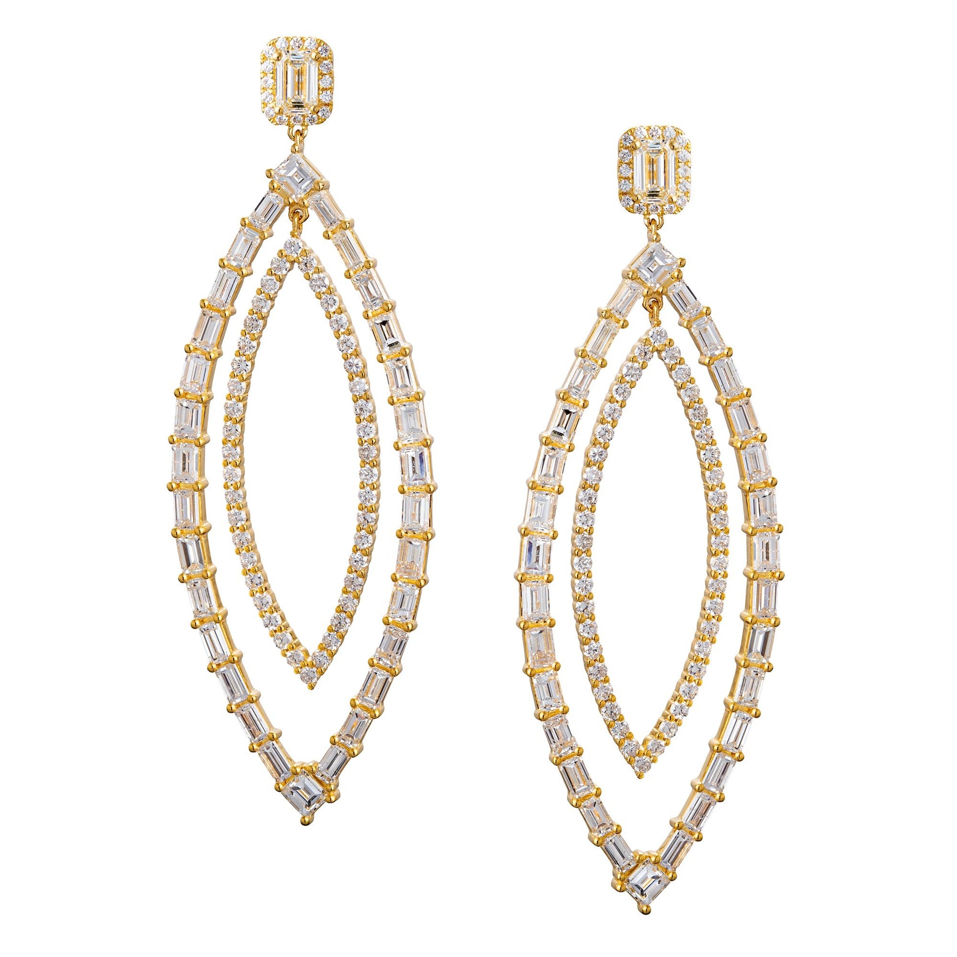 Greenleaf & Crosby - Mixed - Cut Diamond Marquise - Shaped Pendant Earrings