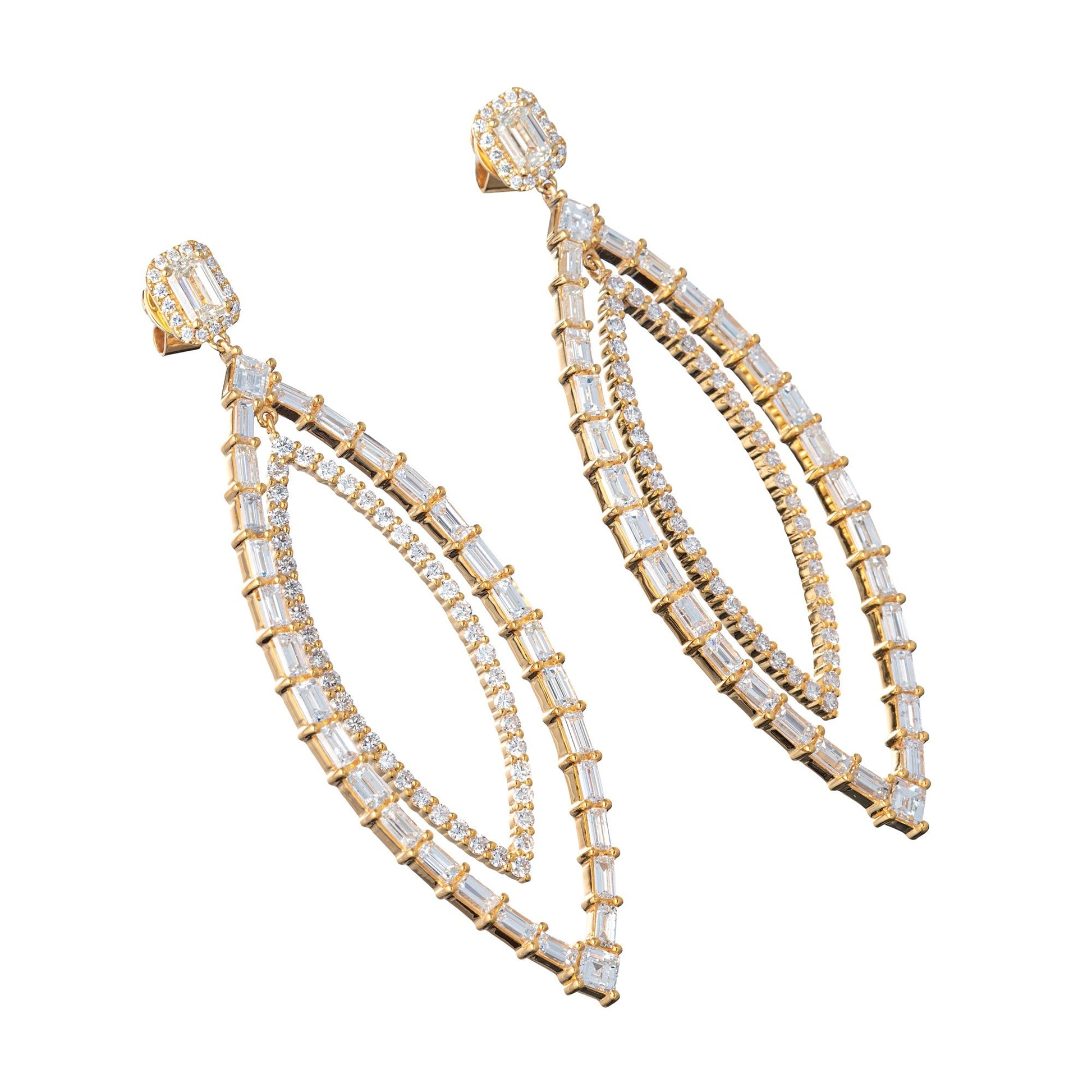Greenleaf & Crosby - Mixed - Cut Diamond Marquise - Shaped Pendant Earrings