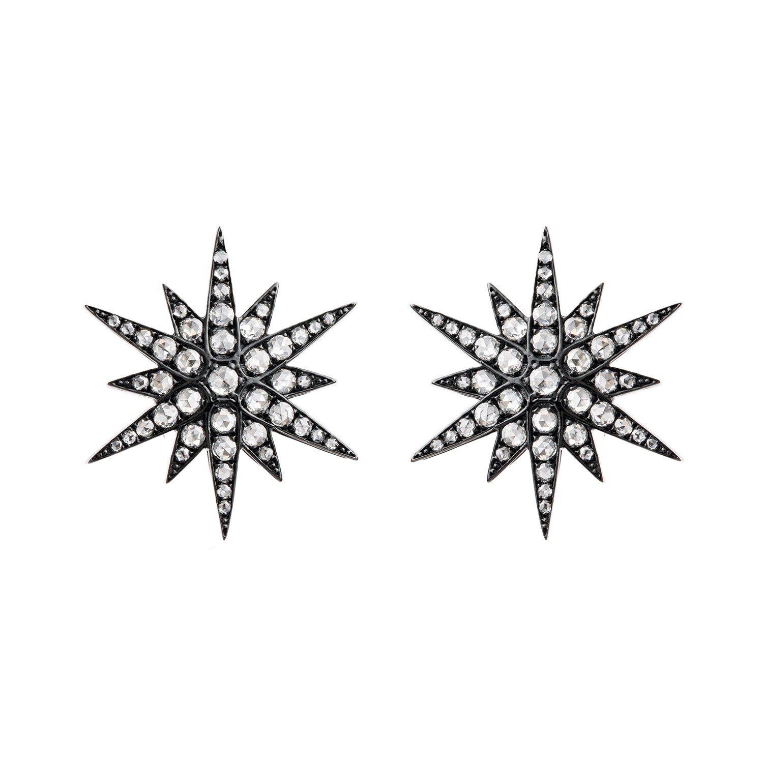 Greenleaf & Crosby - Rose - Cut Diamond Star Stud Earrings