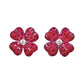 Greenleaf & Crosby - Small Invisibly - Set Ruby Diamond Clover Earrings